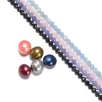 Edison Pearl Bundle (5pcs) & Gemstone Faceted Round Strands Approx 4mm (4pcs)