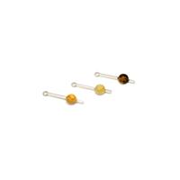 Sterling Silver Bar Pendants with 7mm Baltic Amber Inc 1x Butterscotch, 1x Earthy, 1x Off-White (3pk) Approx 27x7mm