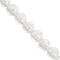 120cts Clear Quartz Faceted Round Approx 9 mm, 21cm Strand