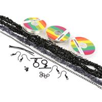 Stormy Chips! Inc; Iolite & Black Spinel Chips, Black Plated Findings & SilverThread
