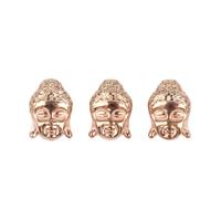 Rose Gold Plated 925 Sterling Silver Buddha Head Spacer Bead With Champagne Cubic Zirconia Approx 9x12mm 3pcs