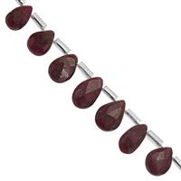 22cts Natural Ruby Faceted Pear Approx 6x4 to 10x6mm, 12cm Strand With Spacers