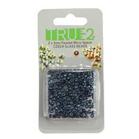 True2 Micro Facted Spacer Beads Polychrome Denim Blue, 2x3mm (2GM)