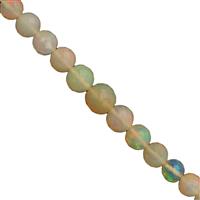 10cts Golden Ethiopian Opal Faceted Round Approx 4 to 8mm, 10cm Strand