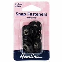 Black Sew-on Snap Fasteners: Sew-on: Pack of 4