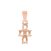 Rose Gold Plated 925 Sterling Silver 4 Stone Pendant Mount (To fit 5x4mm oval gemstones) 1Pcs
