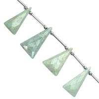 75cts Type A  Green Jadeite Jade Faceted Trillions Approx 16x10 to 30x15mm,16cm Strand With Spacers