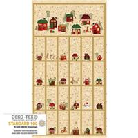 Fold & Stitch Christmas Street Advent Calendar Cream Panel 0.6m