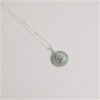 18cts Type A Burmese Jade Doughnut Approx 18mm with 925 Sterling Silver 45cm/18Inch Cable Chain & Good Luck Bail