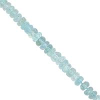35cts Aquamarine Faceted Roundelles Approx  3x1 to 5x3mm, 19cm Strand
