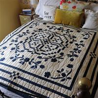 Janet Clare's Constance Limited Edition Quilt Kit 61 x 61in Blue and Cream Texture Fabric