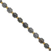 100cts Labradoite Faceted Satellite Approx 7x6 to 6x5mm, 38cm Strand with Spacer