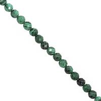 42cts Malachite Graduated Faceted Round Approx 3.50 to 4.50mm, 30cm Strand