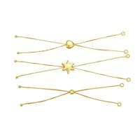 Gold Coloured Base Metal Star, Heart & Round Slider Bracelet Approx 24cm (3pcs)