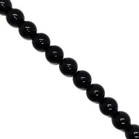 160 cts Black Agate Plain Rounds, Approx. 8mm, 38cm strand