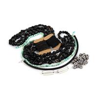 Dark REBEL; Hemp Cord, Braided Bracelet, Turquoise & Agate with Textured Spacer Beads