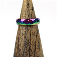 Rainbow Haematite Faceted Ring 