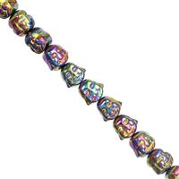 230cts Mystic Color Coated Hematite Smooth Laughing Buddha Approx 8mm, 30cm Strand