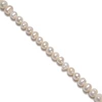 White Freshwater Cultured Ringed Potato Pearls Approx. 8-9mm, 20cm Strand