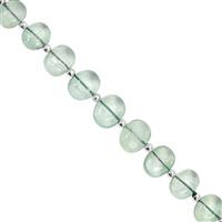 75cts Green Fluorite Smooth Oval Approx 9.5x8 to 12x10mm, 16cm Strand with Spacers