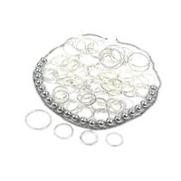 Silver Selection; Silver Plated Textured Finish Square Wire Open Jump Rings 80pcs, Silver Shell Pearl Plain Rounds & Labradorite Rounds