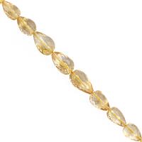 28cts Citrine Top Drill Faceted Drops Approx 7.5x4.5 to 11x7mm, 11cm Strand