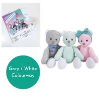 Becky Alexander Frost Maisie & Milo Bear Kit makes 12" Bear Grey / White