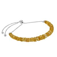 15cts Citrine faceted Roundels Approx 4 to 5mm with 925 Sterling Silver Slider Bracelet (Length 10inc)