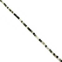 50cts Green Rutile Quartz Faceted Rounds Approx 4-5mm, 38cm Strand