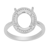 925 Sterling Silver Oval Halo Ring Mount (To fit 11x9mm Gemstones)