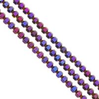 195cts Purple Hematite Smooth Bicones Approx 3 to 4mm, 30cm (Set of 3)