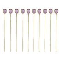 2.25cts Amethyst Gold Flash Sterling Silver Head Pin Oval 4x3mm length 40mm and width 0.50mm (Pack of 10 Pcs.) 