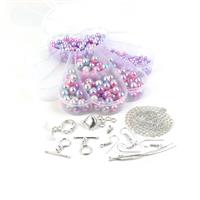 Aerial - Silver Plated Base Metal Mermaid Clasp, Shell Clasp & Shell Storage Box in Purple Tones