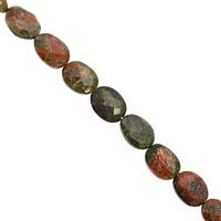 95cts Unakite Center Drill Faceted Oval Approx 8x6.5 to 13.5x9mm, 25cm Strand