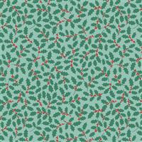 Lewis & Irene 12 Days Of Christmas Holly Green Fabric 0.5m