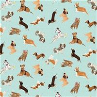Uptown in Light Green Rolling Puppy Fabric 0.5m