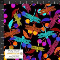 Ladybug Love Colourful Dragonflies Fabric 0.5m