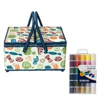 Habby Dreams Large Sewing Basket Including Thread Set