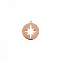 Rose Gold Plated 925 Sterling Silver North Star Cut Out Pendant Approx 20x22mm
