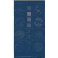 Sashiko Tsumugi Preprinted Kamon 20 Indigo Blue Fabric Panel 108x61cm