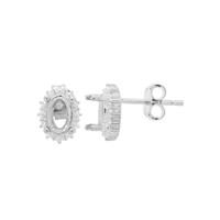 925 Sterling Silver Oval Earrings Mount (To fit 6x4mm gemstones) - 1 Pair