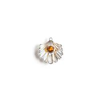 Baltic Cognac Amber Sterling Silver Scallop Shell Pendant, Approx. 22mm