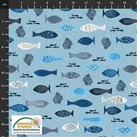 True Blue Sea Fish Blue Fabric 0.5m
