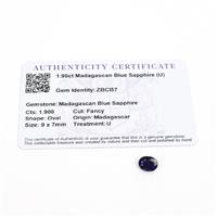 1.9cts Madagascan Blue Sapphire 9x7mm Fancy  (U)
