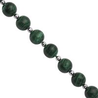 110cts Malachite Smooth Round Approx 8mm, 21cm Strand With Spacers