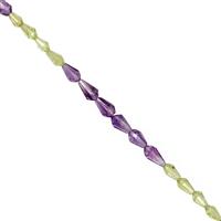 5cts Amethyst & Peridot Faceted Raindrops Approx 3x2 to 5x3mm, 19cm Strand With Spacers