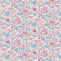 Liberty Flower Show Midnight Garden Forget Me Not Blossom Blue and Pink Flowers on Ivory Fabric 0.5m