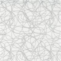Moda Whispers Metallic White Silver Swirl Fabric 0.5m
