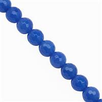 85cts Blue Chalcedony Faceted Round Approx 8mm, 19cm Strand