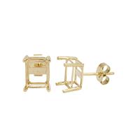 9K Gold Octagon Earrings Mount (To fit 9x7mm gemstone) - 1 Pair